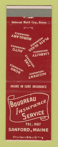 Matchbook Cover - Boudreau Insurance Service Sanford ME