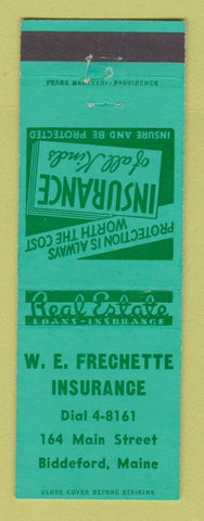 Matchbook Cover - WE Frechette Insurance Biddeford ME