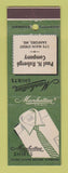 Matchbook Cover - Manhattan Shirts Men's Clothes Paul Roberge Sanford ME