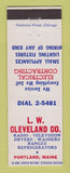 Matchbook Cover - LW Cleveland Appliances Radio TV Portland ME