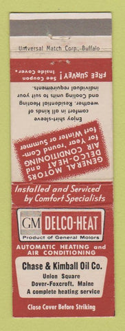 Matchbook Cover - GM Delco Heat Chase Kimball Oil Dover Foxcroft ME