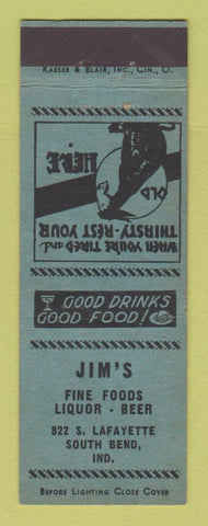 Matchbook Cover - Jim's Restaurant South Bend IN