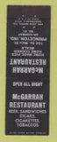 Matchbook Cover - McGarrah Restaurant Princeton IN