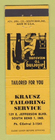 Matchbook Cover - Krausz Tailoring Service South Bend IN