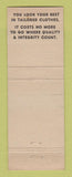 Matchbook Cover - Krausz Tailoring Service South Bend IN