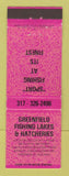 Matchbook Cover - Greenfield Fishing Lakes Hatcheries Greenfield IN