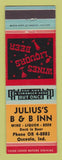 Matchbook Cover - Julius's B&B Inn Osceola IN
