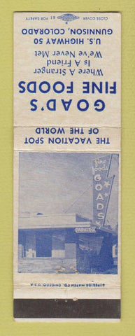 Matchbook Cover - Goad's Restaurant Gunnison Colorado WEAR