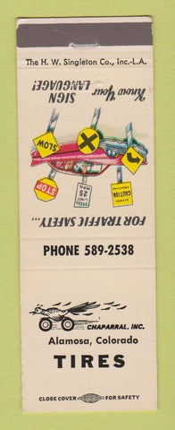 Matchbook Cover - Chaparral Tires Alamosa Colorado