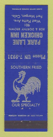 Matchbook Cover - Park Lane Chicken Inn Fort Morgan Colorado