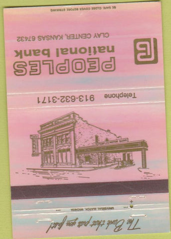 Matchbook Cover - Peoples National Bank Clay Center KS rainbow 40 Strike