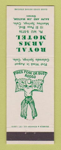 Matchbook Cover - Royal Arms Motel Manitou Springs Colorado Pikes Peak Rodeo