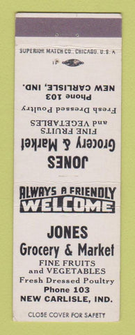 Matchbook Cover - Jones Groceyr Market New Carlisle IN
