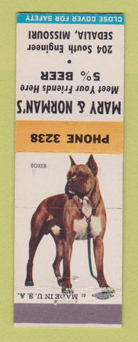 Matchbook Cover - Mary Norman's Bar Sedalia MO Boxer Dog