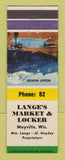 Matchbook Cover - Lange's Market Locker Mayville WI