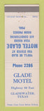 Matchbook Cover - Motel Glade Gladewater TX
