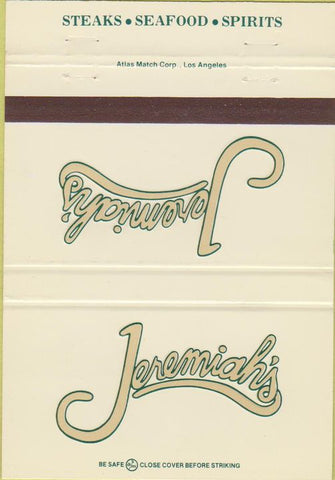 Matchbook Cover - Jeremiah's Restaurant Colton CA 40 Strike
