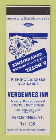 Matchbook Cover - Vergennes Inn VT
