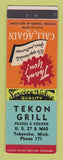 Matchbook Cover - Tekon Grill Tekonsha MI