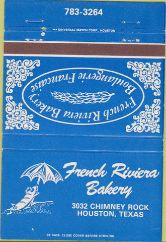 Matchbook Cover - French Riviera Bakery Houston TX 40 Strike