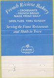 Matchbook Cover - French Riviera Bakery Houston TX 40 Strike