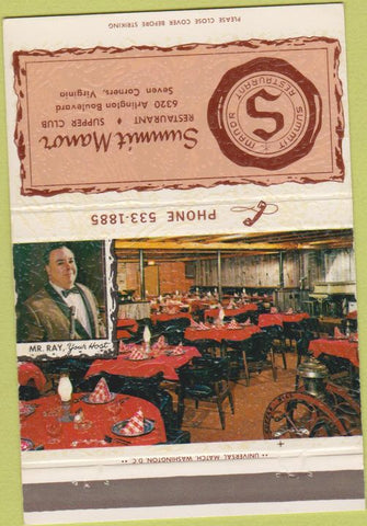 Matchbook Cover - Summit Manor Restaurant Seven Corners VA 40 Strike