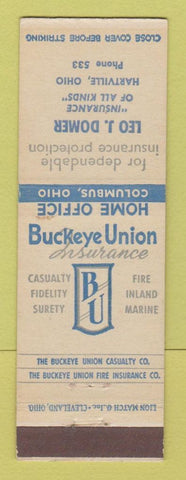 Matchbook Cover - Buckeye Union Insurance Leo Domer Hartville OH