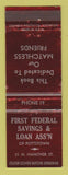 Matchbook Cover - First Federal Savings Loan Pottstown PA WEAR