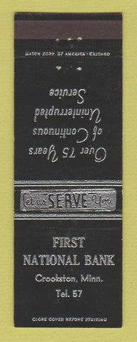 Matchbook Cover - First National Bank Crookston MN