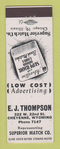 Matchbook Cover - EJ Thompson Advertising Cheyenne WY Superior Match