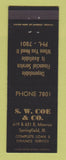 Matchbook Cover - SW Coe Financial Service Loans Springfield IL