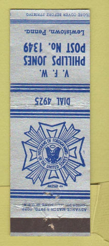Matchbook Cover - VFW Phillips Jones Post Lewistown PA ADVANCE