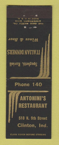 Matchbook Cover - Antonino's Restaurant Italian Clinton IN