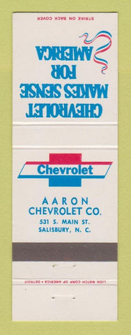 Matchbook Cover - Chevrolet Aaron Salisbury NC