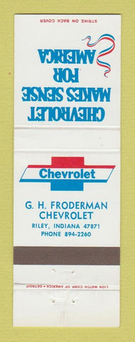 Matchbook Cover - Chevrolet GH Froderman Riley IN