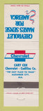 Matchbook Cover - Chevrolet Cary Cox Cadillac Alexander City AL