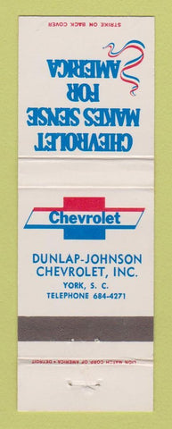 Matchbook Cover - Chevrolet Dunlap Johnson York SC