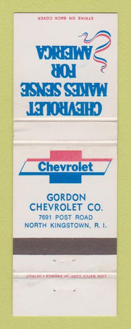 Matchbook Cover - Chevrolet Gordon North Kingstown RI