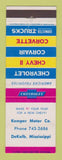 Matchbook Cover - 1963 Chevrolet Kemper DeKalb MS