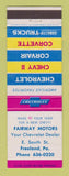 Matchbook Cover - 1963 Chevrolet Freeland PA