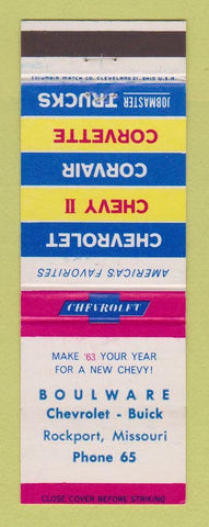 Matchbook Cover - 1963 Chevrolet Boulware Buick Rockport MO