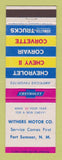 Matchbook Cover - 1963 Chevrolet Withers Fort Sumner NM