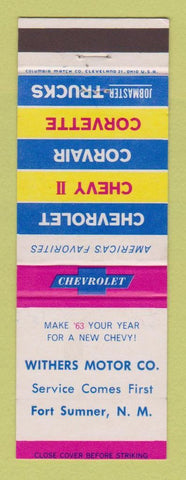 Matchbook Cover - 1963 Chevrolet Withers Fort Sumner NM