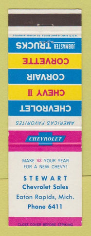 Matchbook Cover - 1963 Chevrolet Stewart Eaton Rapids MI