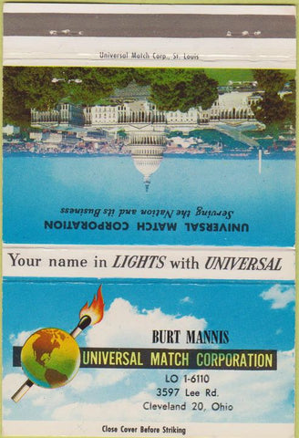 Matchbook Cover - Burt Mannis Universal Match Cleveland OH 40 Strike