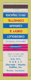 Matchbook Cover - 1963 Chevrolet Early Pontiac Cadillac Ruston LA