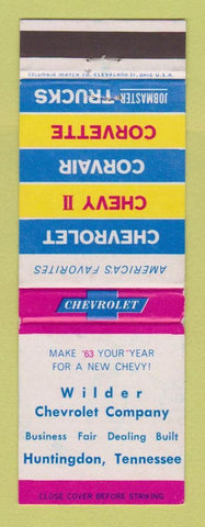 Matchbook Cover - 1963 Chevrolet Wilder Huntingdon TN