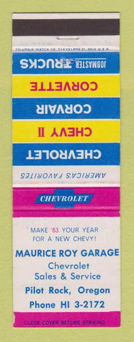 Matchbook Cover - 1963 Chevrolet Maurice Roy Pilot Rock OR