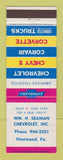 Matchbook Cover - 1963 Chevrolet WM Seaman Fleetwood PA