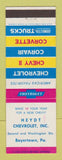 Matchbook Cover - 1963 Chevrolet Heydt Boyertown PA